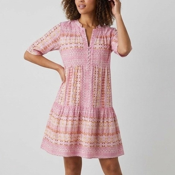 XiRENA Dresses & Skirts - Xirena Billie Cotton Tiered Babydoll Mini Dress Terra Rose Pink Size Small